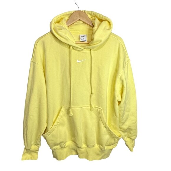 Nike Yellow Hoodie Sweatshirt With Front Pocket & Drawstring Hood Women's Medium - Picture 1 of 5